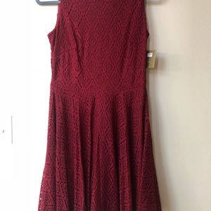 Wine Red Fit-and-Flare Dress from Melonie T Size 8